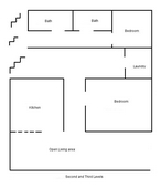 Floor plan of second and third level.